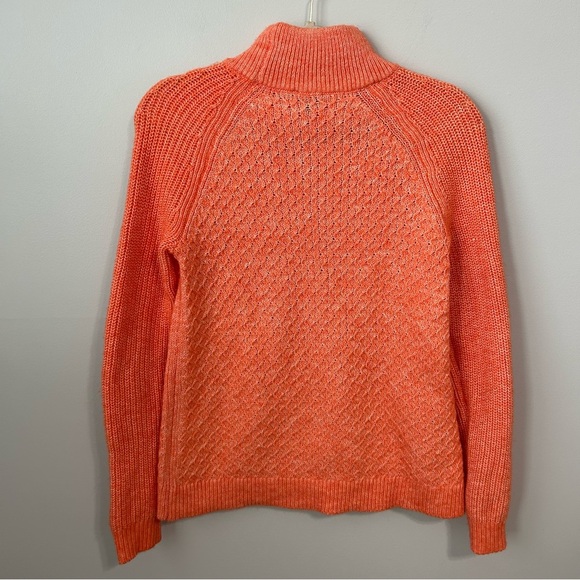 Talbots Coral Pink Orange Cowl Neck Long Sleeve Knit Sweater Women’s Size Small - Picture 5 of 6